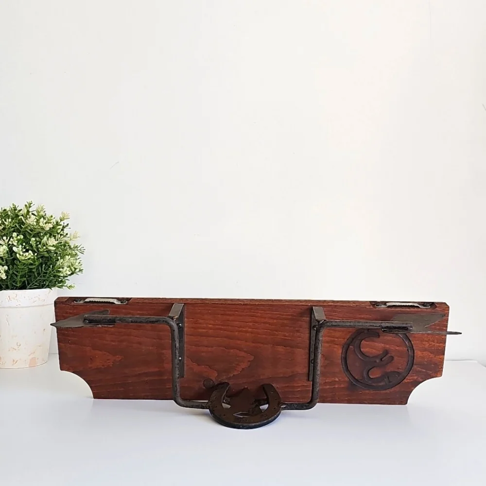 Western Wood & Metal Horseshoe Star Arrow Wall Shelf | Rustic Ranch Decor 18”